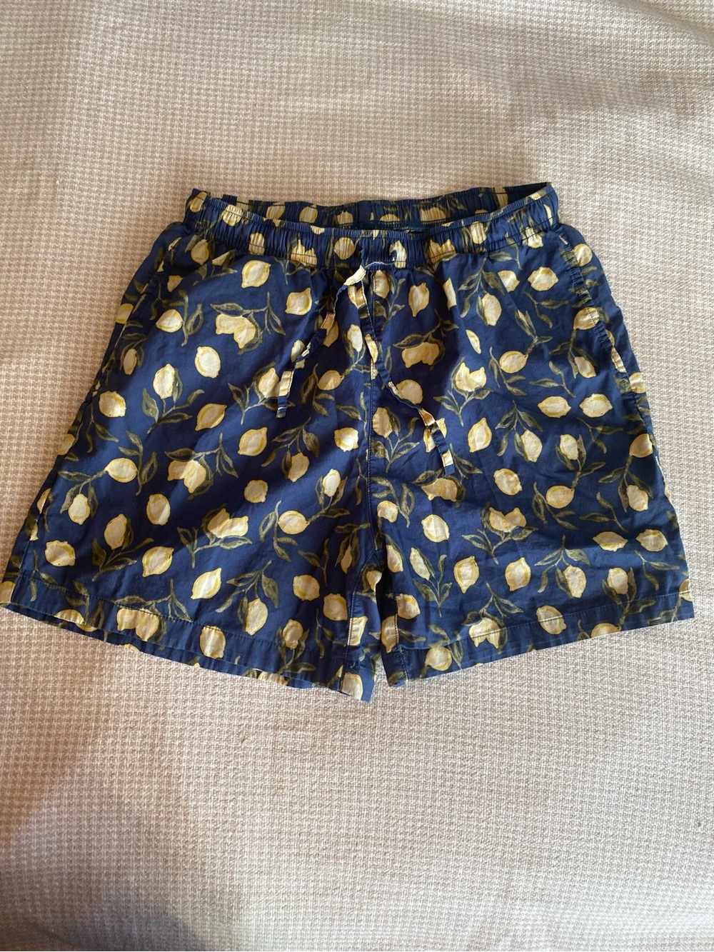 Uniqlo Navy Shorts with Yellow Lemon Motif